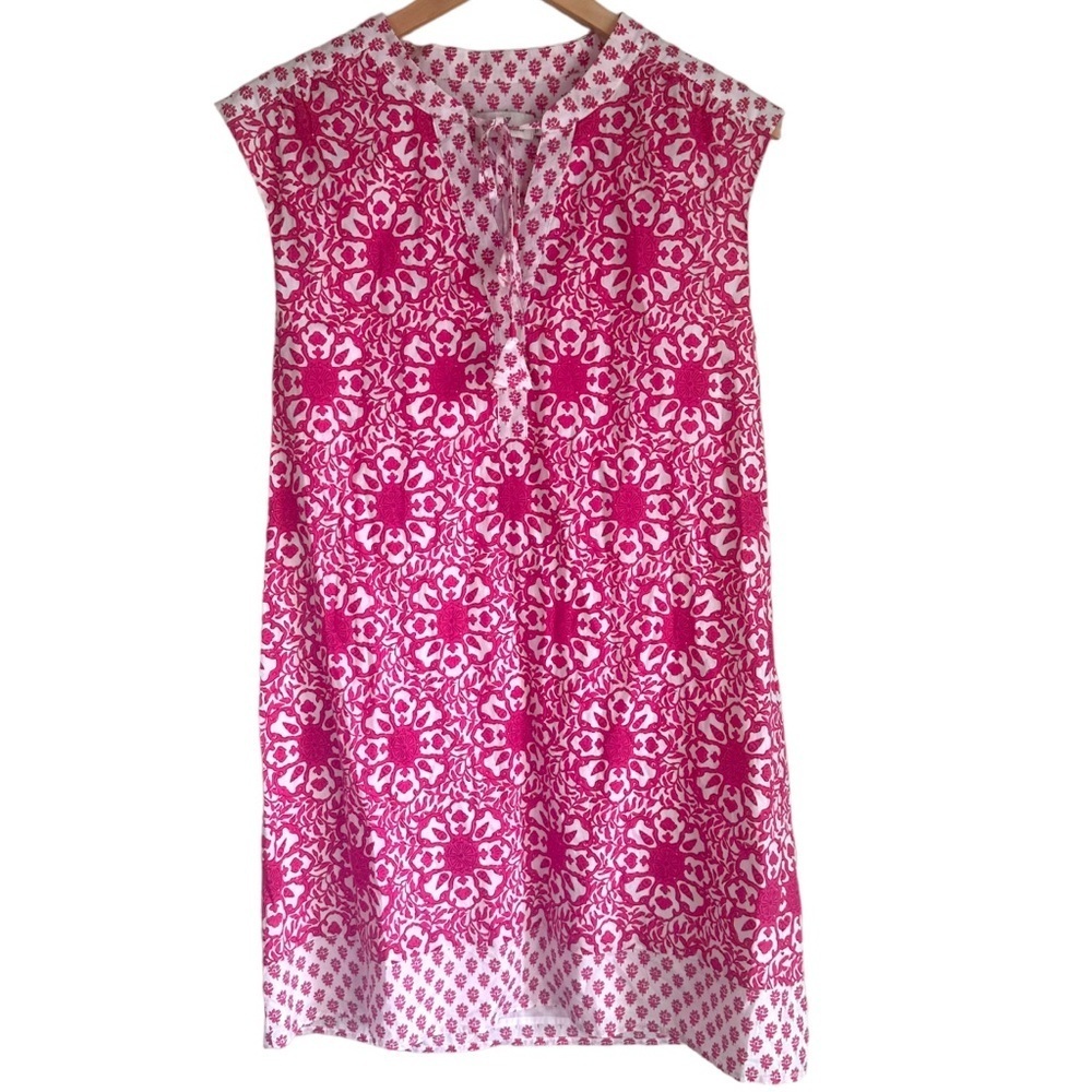 Vineyard Vines Tile Medallion Pink & White Mix Tunic Mini Dress Size Small